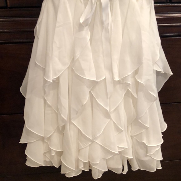 Beautiful ivory and gold sequined dress. Ruffle layers. Worn 2 x’s - Picture 3 of 5